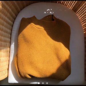 mock neck balloon sleeve knit sweater